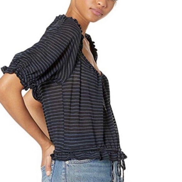 Free People NWT Dorothy Top Black Gray Stripe, XS - Picture 11 of 14
